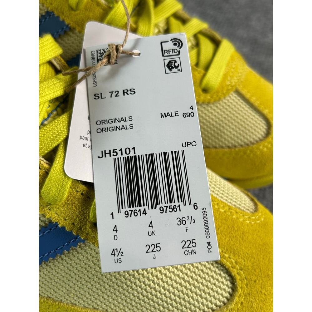 Adidas SL 72 RS Yellow Blue Retro Running Sneakers Y4.5 WM 5.5 - Picture 7 of 10